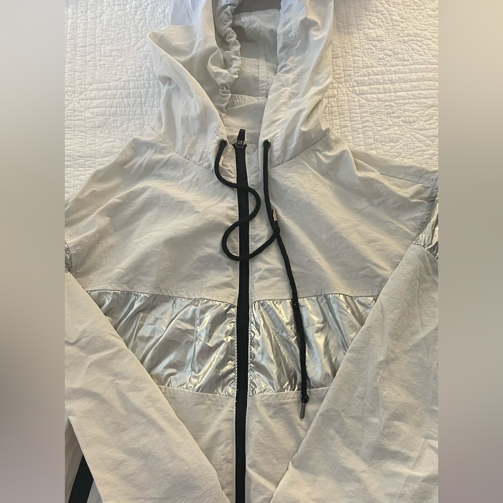 White Lightweight Jacket with metallic Silver Stripe